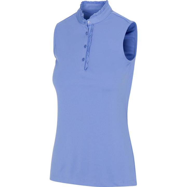 Greg Norman ML75 Ruffle Trim SL Ladies Peri Golf Shirt