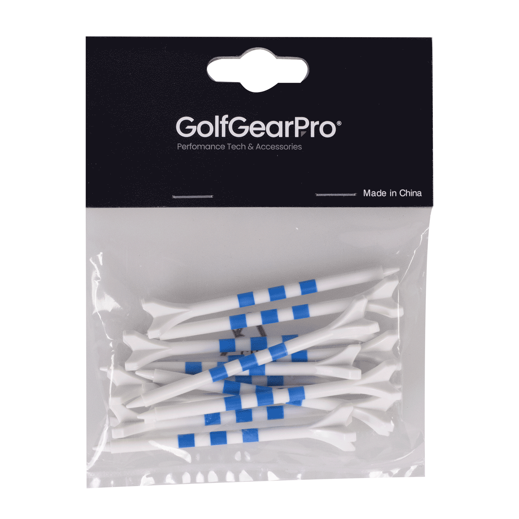 GG Pro Striped Blue 3 1/4 Plastic Tees - 12 Pack