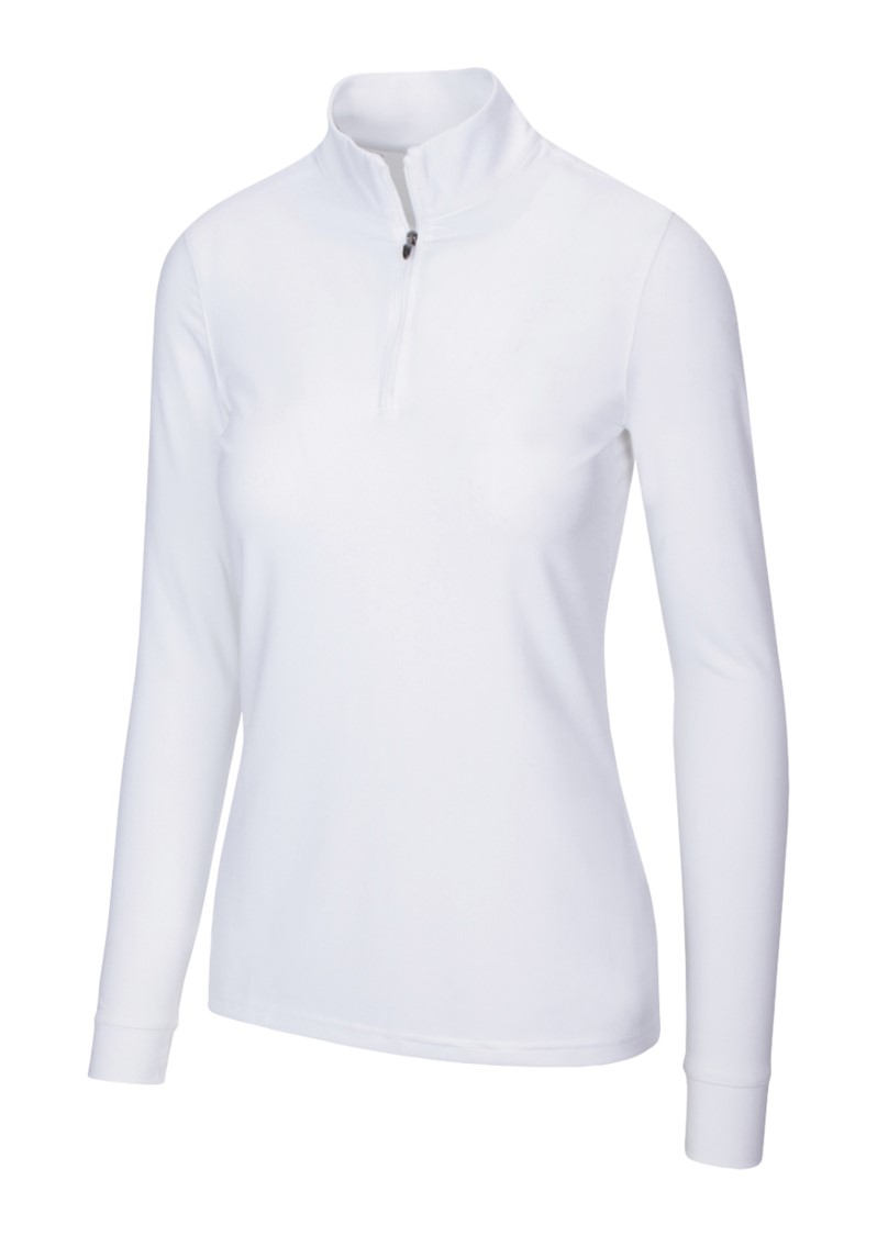 Greg Norman Heathered Peached1/4 Mock Ladies White Jersey