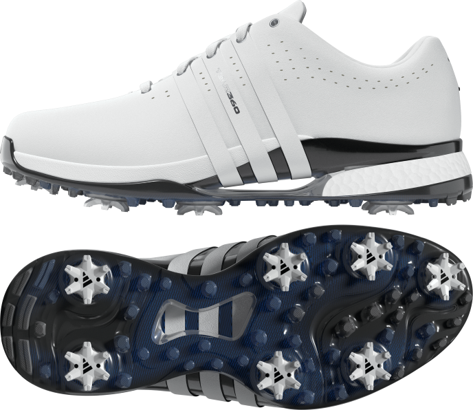 adidas Men's Tour360 Wide Shoes (White/Black/Blue)