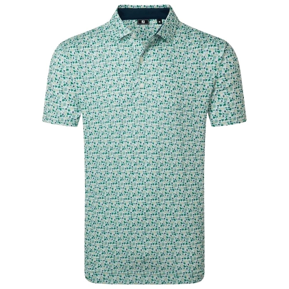 FootJoy Surfs Up Lisle Men's Golf Shirt (Green/White)