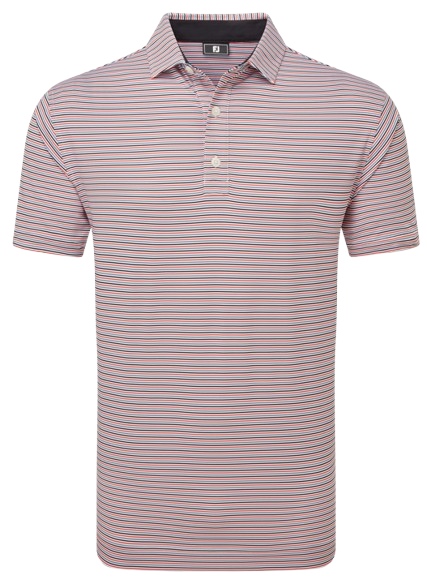 FootJoy Balance Stripe Lisle White/Hibiscus Men's Shirt